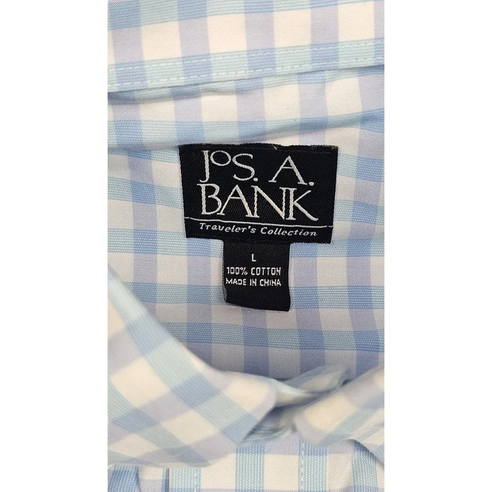 Jos. A. Bank Traveler's Collection Button‎ Down Shirt Mens Large Blue Check L/S